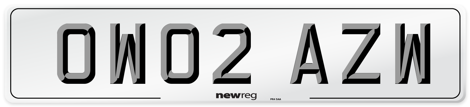 OW02 AZW Number Plate from New Reg